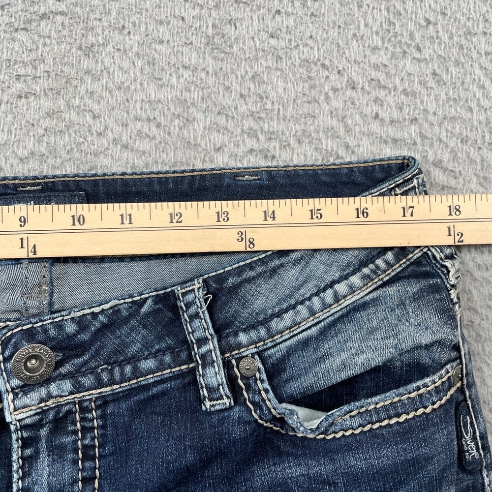 Silver Jeans Womens 16 Blue Suki Mid Straight Dark Wash Denim - Picture 5 of 10